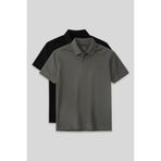 TOMMY LIFE Standart Fit Basic Polo Yaka 2li Paket Siyah-Çağla Erkek T-Shirt - 87748