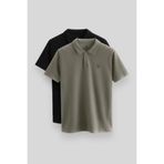 TOMMY LIFE Standart Fit Basic Polo Yaka 2li Paket Siyah-Çağla Erkek T-Shirt - 87768