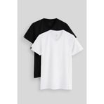 TOMMY LIFE Standart Fit Basic V Yaka 2li Paket Siyah-Beyaz Erkek T-Shirt - 87912