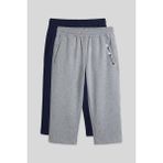 TOMMY LIFE Standart Kalıp 2li Paket İndigo-Gri Melanj Erkek Kapri - 83092