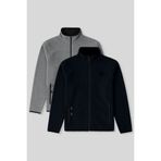 TOMMY LIFE Standart Kalıp Dik Yaka 2li Paket Lacivert-Gri Melanj Erkek Polar Sweatshirt - 87992