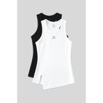 TOMMY LIFE Standart Kalıp O Yaka 2'li Paket Kadın Spor Atlet, Siyah-Beyaz, M Beden