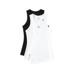 TOMMY LIFE Standart Kalıp O Yaka 2'li Paket Kadın Spor Atlet, Siyah-Beyaz, XL
