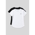 TOMMY LIFE Standart Kalıp O Yaka 2li Paket Siyah-Beyaz Kadın T-Shirt - 97144