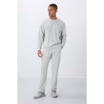 Tommy Life Taş Kompakt Pamuklu Kalın Pürüzsüz Dokulu O Yaka Comfort Fit Erkek Eşofman Takım -85263 - 2XL