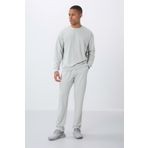 Tommy Life Taş Kompakt Pamuklu Kalın Pürüzsüz Dokulu O Yaka Comfort Fit Erkek Eşofman Takım -85263