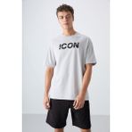 Tommy Life Taş Pamuklu Kalın Yumuşak Dokulu Oversize Fit Baskılı Erkek T-Shirt - 88331 - 2XL