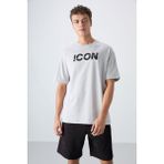 Tommy Life Taş Pamuklu Kalın Yumuşak Dokulu Oversize Fit Baskılı Erkek T-Shirt - 88331 - XL