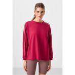 TOMMY LIFE Viva Kırmızı Yumuşak Dokulu O Yaka Oversize Kadın Tunik Sweatshirt - 97303
