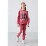 TOMMY LIFE Yaban Gülü Pamuklu İçi Tüylü Yumuşak Dokulu Standart Fit Baskılı Kız Çocuk Eşofman Takım, 14-15 Beden