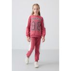 Tommy Life Yaban Gülü Pamuklu İçi Tüylü Yumuşak Dokulu Standart Fit Baskılı Kız Çocuk Eşofman Takım - 75170