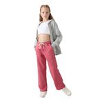 TOMMY LIFE Yaban Gülü Pamuklu İçi Tüylü Yumuşak Dokulu Standart Fit Nakışlı Kız Çocuk Eşofman Altı