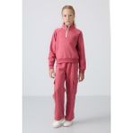 TOMMY LIFE Yaban Gülü Pamuklu İçi Tüylü Yumuşak Dokulu Standart Fit Nakışlı Kız Çocuk Eşofman Takım - 75159