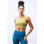 TOMMY LIFE Yağ Yeşili Çapraz Sırt Detaylı Slim Fit U Yaka Pedli Kadın Spor Büstiyer - 97121