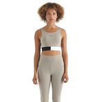 TOMMY LIFE Zeytin Yeşili Fitilli Spor Büstiyer, Logo Baskılı, M Beden