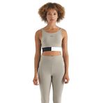 TOMMY LIFE Zeytin Yeşili Fitilli Spor Büstiyer, Logo Baskılı, XL