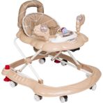 TommyBaby Müzikli ve Oyuncaklı Bebek Yürüteci – Ekstra Dolgulu Şilte, Ayarlanabilir Yükseklik, Sağlam Tekerlek ve Katlanabilir Ergonomik Tasarım - Kahverengi