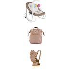 Tommybaby premium 3'lü set-Ana Kucağı-Çanta-Kanguru Kahve