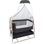 Tommybaby Royal Anne Yanı Beşik Tüllü Sepet Beşik Sallanabilir Bebek Beşiği Anne Yanı Beşik - 50x90 - Siyah