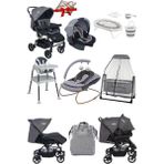 Tommybaby Seyahat Sistem Bebek Arabası Katlanabilir 25 kg Taşıma Kapasitesi ile 12 Parça Set - Gri