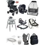 Tommybaby Travel Sistem Bebek Arabası 14 Parça Çeyiz Seti Katlanabilir 0-25 kg Taşıma Kapasitesi - Antrasit