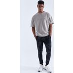 Tommylife 84753 Siyah Gölge Kamuflaj Desenli Ters Fermuar Standart Kalıp Jogger Erkek Eşofman Altı