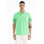 Tommylife 88240 Su Yeşili Kol Baskı Detaylı Polo Yaka Standart Form Erkek T-Shirt