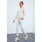 Tommylife 95287 Ekru O Yaka Oversize Jogger Kadın Eşofman Takımı