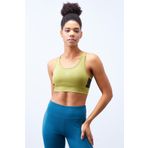 Tommylife 97121 Yağ Yeşili Çapraz Sırt Detaylı Slim Fit U Yaka Pedli Kadın Spor Büstiyer