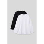 TOMMYLIFE Basic O Yaka Büyük Beden 2li Paket Siyah - Beyaz Erkek T-Shirt - 88107