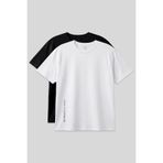 TOMMYLIFE Baskılı Rahat Form 2li Paket Siyah-Beyaz Büyük Beden Erkek T-Shirt - 88472