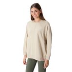 TOMMYLIFE Bej Kompakt Pamuklu Kalın Pürüzsüz Dokulu O Yaka Oversize Fit Kadın Sweatshirt - 97288