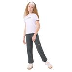 TOMMYLIFE Beyaz-Haki O Yaka Baskılı Lastik Paça Kargo Cepli Kız Çocuk Eşofman Takım - 75173