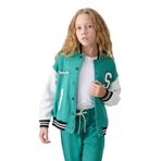 TOMMYLIFE Deniz Yeşil Pamuklu Yumuşak Dokulu Standart Fit Nakışlı Kız Çocuk Kolej Ceket - 75163