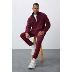 TOMMYLIFE Erguvan Kalın Yumuşak Dokulu Comfort Fit Nakışlı Erkek Eşofman Takım - 85269