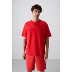 TOMMYLIFE Fiesta Pamuklu Kalın Yüzeyi Dokulu Oversize Fit Basic Erkek T-Shirt - 88340
