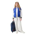 Tommylife Gece Mavi Pamuklu İçi Tüylü Yumuşak Dokulu Standart Fit Nakışlı Kız Çocuk Kolej Ceket - 75163