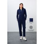 TOMMYLIFE Gri Melanj Kalın Yumuşak Dokulu Dik Yaka Oversize Nakışlı Polar Kadın Eşofman Takım -95339