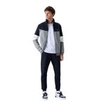TOMMYLIFE Gri Melanj - Lacivert Dik Yaka Renk Geçişli İçi Polarlı Erkek Eşofman Takımı - 85186