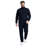 TOMMYLIFE Gri Melanj - Siyah Dik Yaka Battal Büyük Beden Erkek Eşofman Takım - 85176