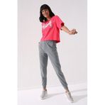 Tommylife Gri Melanj Yüksek Bel Jogger Rahat Form Manşetli Kadın Eşofman Alt
