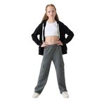 TOMMYLIFE Haki Kargo Cepli Ön Dikiş Detaylı Geniş Paça Kız Çocuk Eşofman Altı - 75143