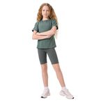 TOMMYLIFE Haki Pamuklu Kısa Paça Standart Fit Basic Kız Çocuk Tayt - 75188