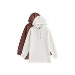 TOMMYLIFE Oversize Kapüşonlu Siyah-Çağla Kadın Tunik Sweatshirt - 97242