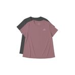 TOMMYLIFE Rahat Form 2li Paket Koyu Gri-Gül Kurusu Battal Kadın T-Shirt - 97308