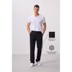Tommylife Siyah-bej Yüzeyi Dokulu Standart Fit Palazzo Erkek Pantolon - 82171 Siyah