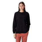 TOMMYLIFE Siyah Kompakt Pamuklu Kalın Pürüzsüz Dokulu O Yaka Oversize Fit Kadın Sweatshirt - 97288