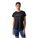 TOMMYLIFE Siyah Nefes Alan Dokulu İnce Esnek Standart Fit Performans Kadın T-Shirt - 97283
