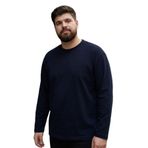 TOMMYLIFE Siyah O Yaka Rahat Form Battal Büyük Beden Uzun Kollu Erkek T-Shirt - 88107