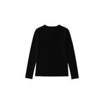 TOMMYLIFE Siyah O Yaka Standart Fit Uzun Kollu Basic Kadın T-Shirt - 97312
